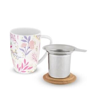 Pinky Up Floral 12 oz Bailey Ceramic tea mug and infuser